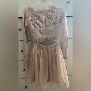 Two Piece Blush Homecoming Dress